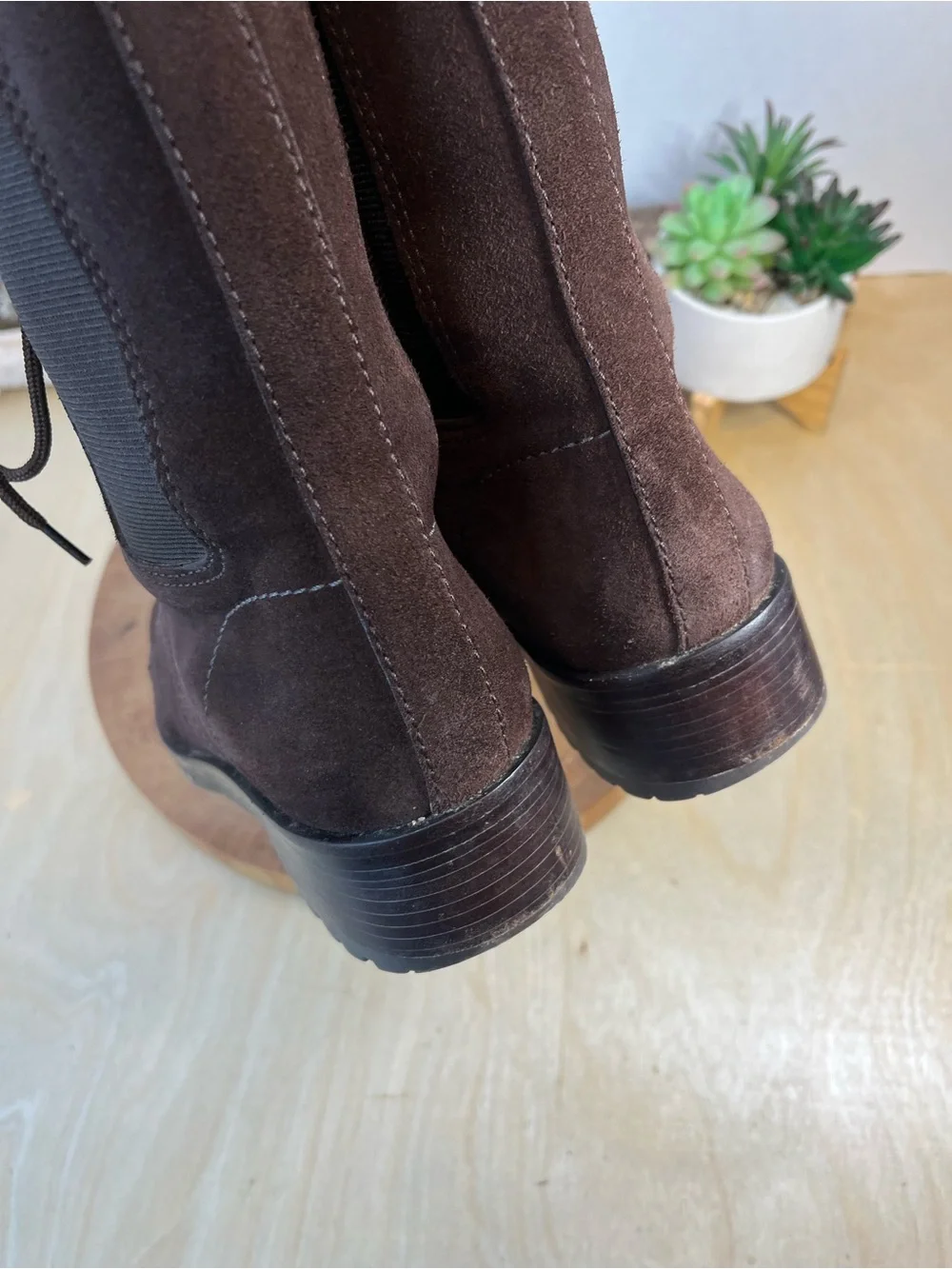 Tory Burch Brown Suede Broome Combat Boots Size 8